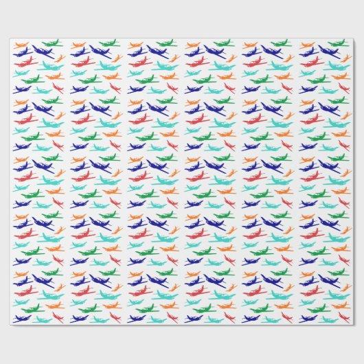 Papier Cadeau Motif coloré d'avions (Plat)