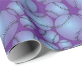 Papier Cadeau Motif coloré de Baseballs (Coin rond)