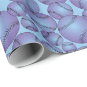 Papier Cadeau Motif coloré de Baseballs (Coin rond)