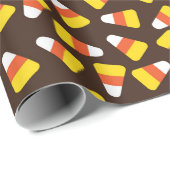 Papier Cadeau Motif coloré de bonbons d'Halloween (Coin rond)