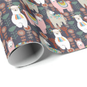 Papier Cadeau Motif coloré de lamas (Coin rond)