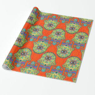 Papier Cadeau Motif coloré de main de Hamsa avec Paisley
