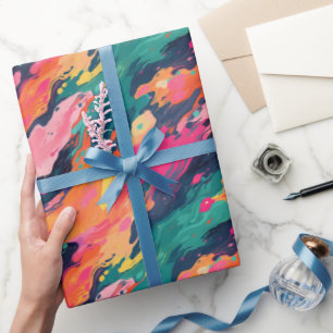 Papier Cadeau Motif coloré de peinture humide