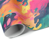 Papier Cadeau Motif coloré de peinture humide (Coin rond)