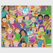 Papier Cadeau Motif coloré d'enfants d'enfants (Plat)