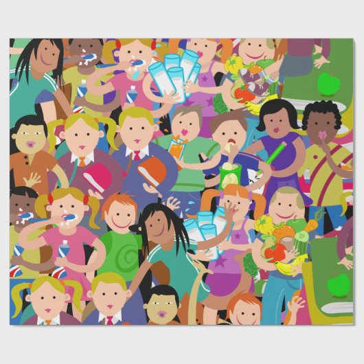 Papier Cadeau Motif coloré d'enfants d'enfants (Plat)