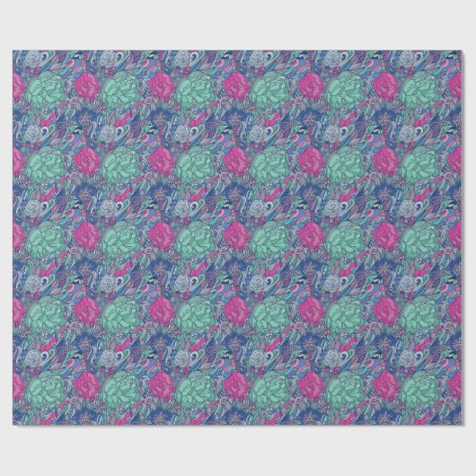 Papier Cadeau Motif coloré Floral Doodle (Plat)