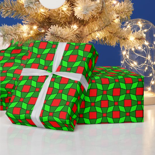 Papier Cadeau Motif complexe rouge et vert (Vacances)