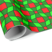 Papier Cadeau Motif complexe rouge et vert (Coin rond)