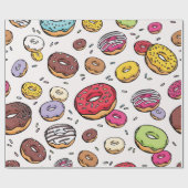 Papier Cadeau Motif continu de donuts (Plat)