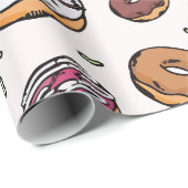 Papier Cadeau Motif continu de donuts (Coin rond)