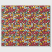 Papier Cadeau motif cool pizza carrelé (Plat)