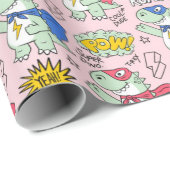 Papier Cadeau Motif cool T-Rex (Coin rond)