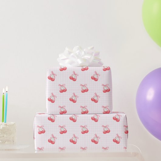 Papier Cadeau Motif Coquette Cherries Bow (Cadeaux de fête)