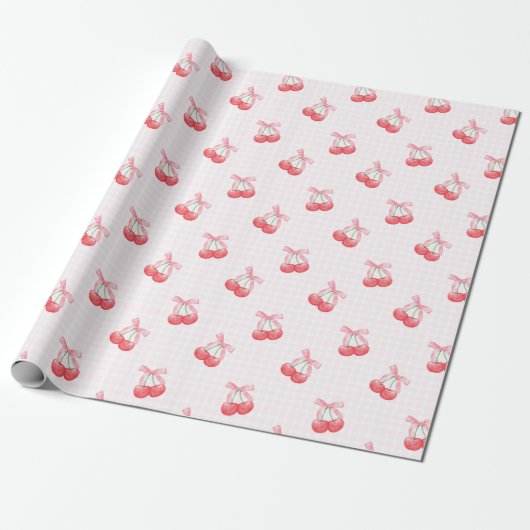 Papier Cadeau Motif Coquette Cherries Bow (Déroulé)