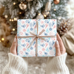Papier Cadeau Motif Coquillages de Plage Tropicale