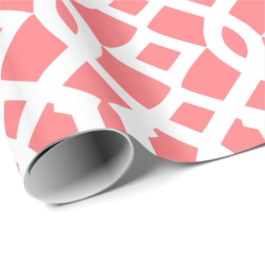 Papier Cadeau Motif corail rose et blanc Trellis (Coin rond)