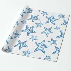 Papier Cadeau Motif côtier minimaliste en étoile de mer (2)