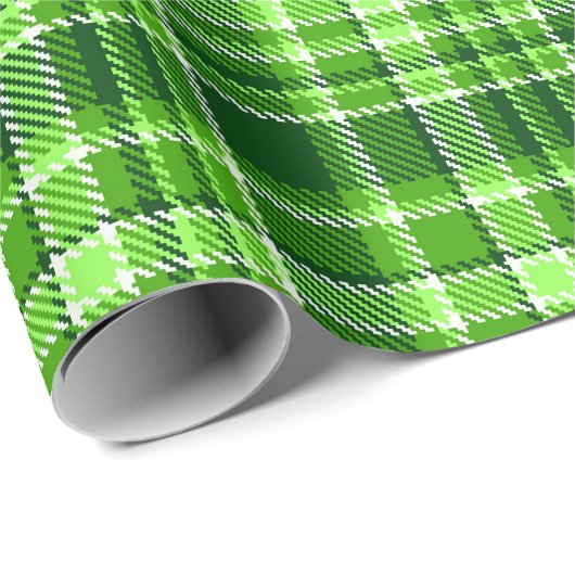 Papier Cadeau motif couleur À damiers vert (Coin rond)