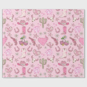 Papier Cadeau Motif Cowgirl Western Disco Rose (Plat)