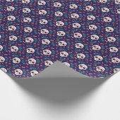 Papier Cadeau Motif crâne de sucre floral pourpre (Coin)