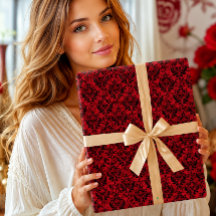 Motif crâne en damas rouge et noir gothique