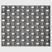 Papier Cadeau Motif crâne noir et blanc Halloween Halloween Wrap (Plat)
