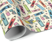 Papier Cadeau motif crayon (Coin rond)