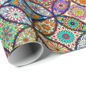 Papier Cadeau Motif créatif d'art de cercles de mandalas floraux (Coin rond)