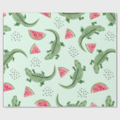 Papier Cadeau Motif crocodile sans joint avec tranches de pastèq (Plat)