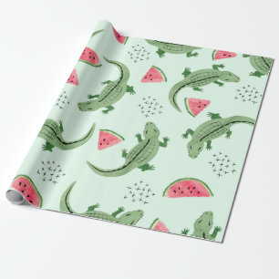 Papier Cadeau Motif crocodile sans joint avec tranches de pastèq