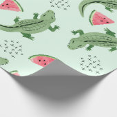 Papier Cadeau Motif crocodile sans joint avec tranches de pastèq (Coin)