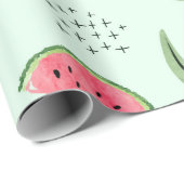 Papier Cadeau Motif crocodile sans joint avec tranches de pastèq (Coin rond)