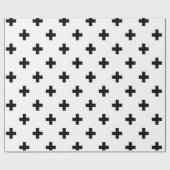 Papier Cadeau Motif croisé suisse noir et blanc (Plat)
