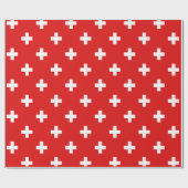 Papier Cadeau Motif croisé suisse rouge et blanc (Plat)