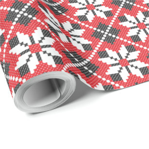 Papier Cadeau Motif croisé transparent rouge et noir