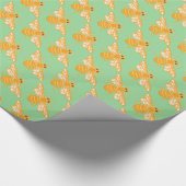Papier Cadeau Motif d'abeilles à miel sur arrière - plan vert (Coin)