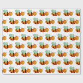 Papier Cadeau Motif d'abeilles au miel orange mignon Illustré (Plat)