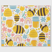 Papier Cadeau Motif d'abeilles de printemps (Plat)