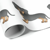 Papier Cadeau Motif Dachshund Dog noir et tan lisse (Coin rond)