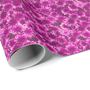 Papier Cadeau Motif Dahlia Graphique Moderne, Amethyst Purple