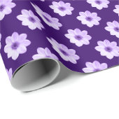 Papier Cadeau Motif Dahlia - Violet Profond (Coin rond)