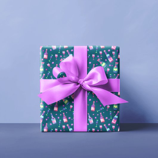 Papier Cadeau Motif d'alcool aquarelle | Sombre