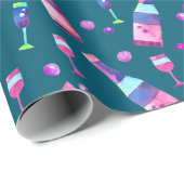 Papier Cadeau Motif d'alcool aquarelle | Sombre (Coin rond)