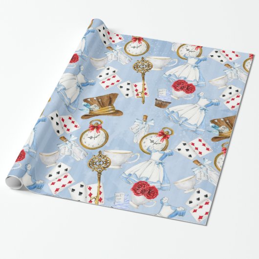 Papier Cadeau Motif d'Alice du pays des merveilles (Déroulé)