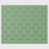 Papier Cadeau Motif Damas vert noir (Plat)