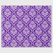 Papier Cadeau Motif damassé blanc sur emballage pourpre (Plat)