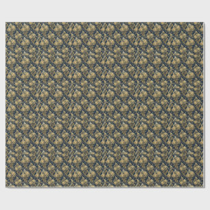 Papier Cadeau Motif damassé floral de palais royal pailleté or