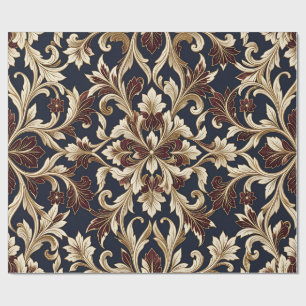 Papier Cadeau Motif damassé orné baroque de Bourgogne doré