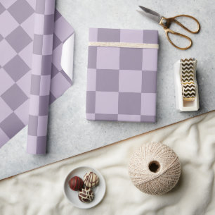 Papier Cadeau Motif damier lavande doux minimaliste